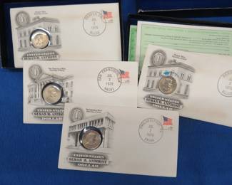 Lot 166. Five Susan B. Anthony Dollars and First Day of Issue Envelopes
