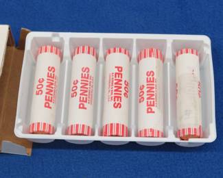 Lot 272. Five rolls of 2009 Lincoln Anniversary Pennies One Birth, Formative Years, Two Professional Life, and Presidency