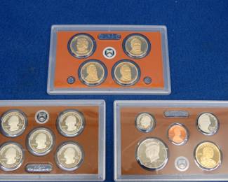 Lot 181. 2011 S Proof Set, State Quarter set, and Gold-Colored Presidential Dollar Coin Set