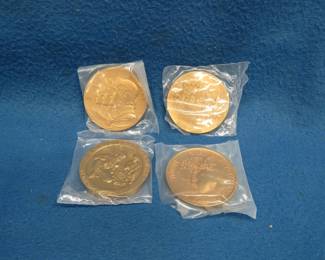 Lot 157. Four patriotic large national medals. Each weighs about 8 oz. and is 95% copper Viet Nam Veterans Navajo Code Talkers Bicentennial Tuskegee Airmen