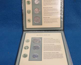 Lot 33. Display of Silver coins and currency entitled "The Last Silver U.S. Coins and Currency" in an album