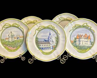 Longchamp France French Winery Porcelain Plate Set