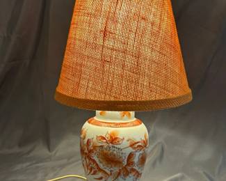 Red Rust Colored Lamp With Leaf Design
