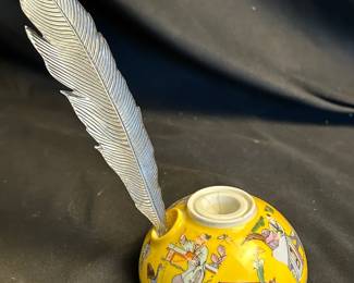 Original Aerozon Germany Inkwell With Silver Decorative Quill