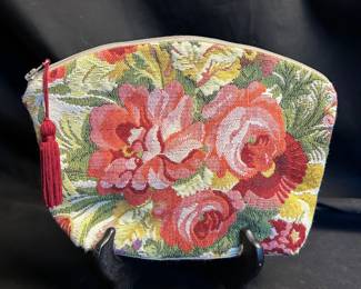 Whimsical Floral Clutch With A Red Tassel From The Louvre, Paris