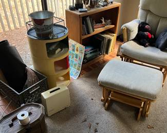 Mini Singer Sewing Machine. rocking chair and footstool.
