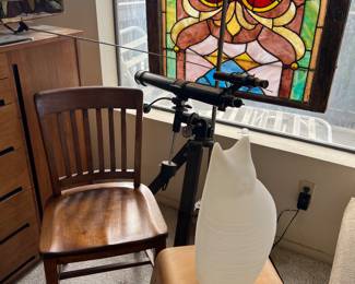 Telescope, Stained Glass, Cat statue