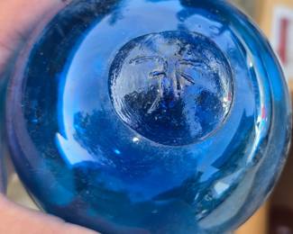 Antique Japanese glass fishing float signed with Kanji mark