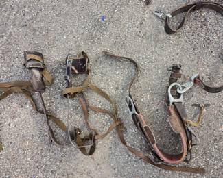 Vintage Pair Of Pole Tree Climbing Spikes Lineman Logger Leathers 