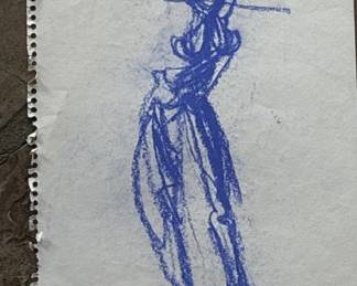 Lot # : 500m - Greg Lauren nude sketch drawing
