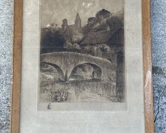 Lot # : 378z - Vintage signed, framed engraving
