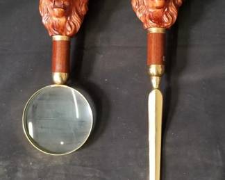 Lot # : 99 - Pair of Italian composite lion head desk
