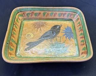 Lot # : 377z - Vintage Mexican hand painted pottery plate
