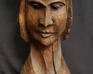 Lot # : 76 - Vintage carved wood bust
