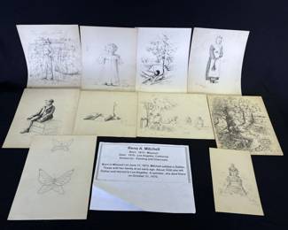 Lot # : 399z - Group of antique Rena A. Mitchell sketches
