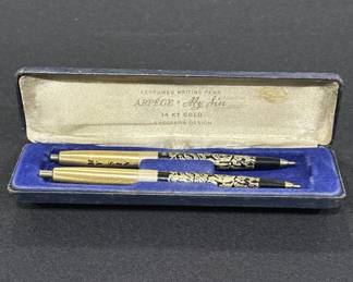 Lot # : 359z - Arpege 14k gold exclusive design pens in case
