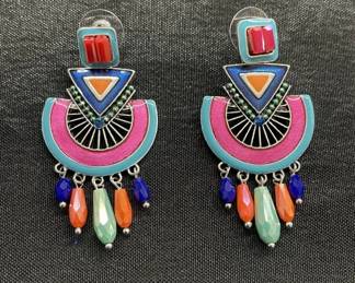 Lot # : 369v - Colorful southwestern earrings
