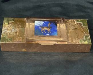 Lot # : 501v - Copper & wood trinket box
