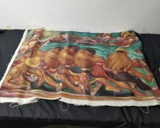 Lot # : 464 - Group of oil paintings on canvas
