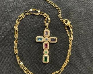 Lot # : 429v - Rhinestone cross necklace
