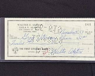 Lot # : 370z - Walter Alston Dodgers manager signed check

