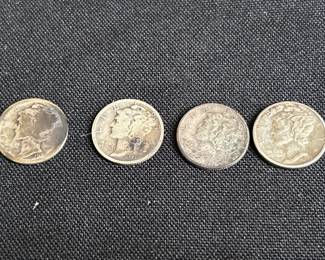 Lot # : 459 - Group of 4 Mercury dimes
