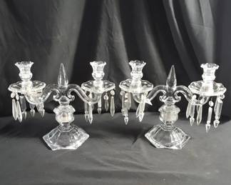 Lot # : 485 - Pair of crystal candelabras
