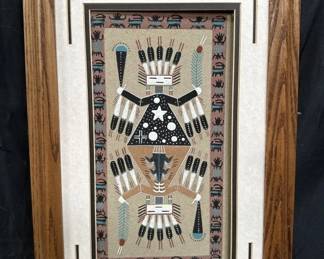 Lot # : 111 - Framed Native American sand art titled "Father
