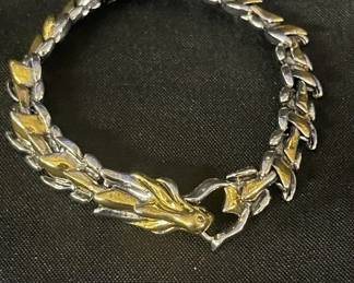 Lot # : 451v - Stainless & gold tone dragon bracelet
