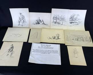 Lot # : 395z - Antique Rena A. Mitchell sketches

