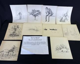 Lot # : 397z - Antique Rena A. Mitchell sketches
