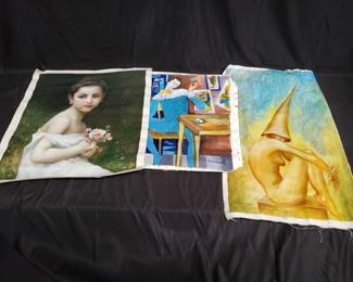 Lot # : 471 - Group of 3 frameless oil on canvas paintings

