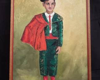 Lot # : 68 - Oil painting on canvas, young bullfighter
