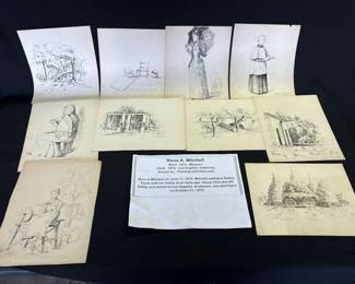 Lot # : 396z - Antique Rena A. Mitchell sketches
