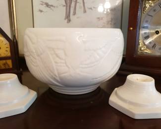 1950s Spode bowl and candle holders