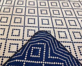 Blue and White Overshot Coverlet