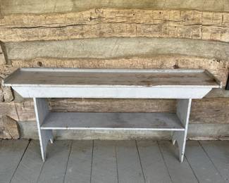 Bucket Bench in Old Grey Paint with Boot Jack Ends