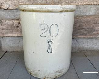 Large 20 Gallon Blue Ribbon Crock