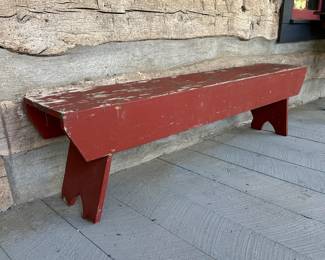 Splay Leg Bench in old Red Paint