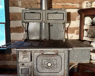 Home Comfort, St. Louis, MO. Grey Granite Wood Burning Cook Stove