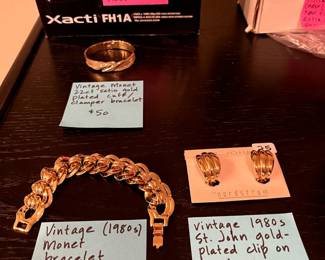 gold-plated jewelry - 2 Monet bracelets and St John earrings