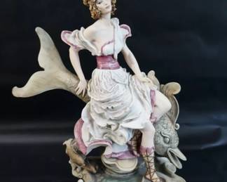 Rare Giuseppe Armani girl on fish,  "Mystical Fountain."  Numbered.  