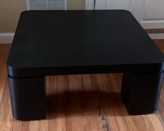 Large vintage black coffee table - 40 inches square with rounded corners