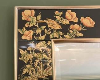 Labarge chinoiserie painted glass mirror - rare