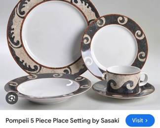 New in box - 4 place settings.  Sasaki China in Pompeii by Loretta Agro