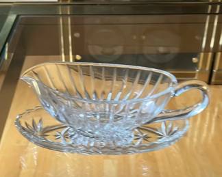 vintage crystal gravy dish