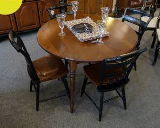L. Hitchcock antique dining table and 4 chairs and 2 leaves - this photo is not ours (ours is disassembled)