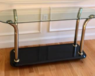 Vintage entry table bar cart side table - heavy.  The Labarge mirror is also for sale.  
