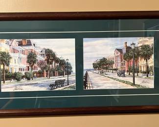 Gordon Wheeler art - Charleston, SC scenes.  This includes 2 signed pieces - "High Battery" and "South Battery."  They are signed open edition lithographs single matted with V groove.  The size is 27 inches x 13 inches.
