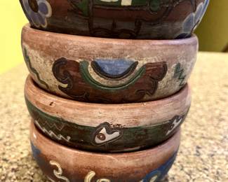 Set of 4 small Peruvian ceramic bowls from Pablo Seminario Ceramic Studio